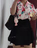 貞喜氣西裝半身裙女黑色不規則春夏梨形身材高腰A字短裙大碼百褶傘裙 黑色 L 曬單實(shí)拍圖