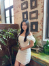 UR【鐘楚曦同款】2025夏季新款女波嬉風蕾絲花邊連衣裙UYL750048 本白 M 曬單實拍圖