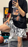 迪伽達(dá)蟒蛇紋美式短褲男夏季薄款速干吸濕透氣排汗籃球四分運(yùn)動五分褲 ZYXS-D60粉色 XL 曬單實拍圖