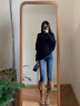 浪莎牛仔褲女春秋季高彈修身顯瘦打底鉛筆褲女高腰垂感直筒休閑褲子女 復(fù)古藍(lán) -春秋款 28 (建議101-120斤) 曬單實(shí)拍圖