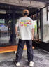 WASSUP HERMU官方休閑褲男夏季cleanfit美式寬松馳拖地微喇褶皺設(shè)計直筒冰絲褲 黑色 XL （推薦135-150斤） 曬單實拍圖