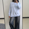名創(chuàng)優(yōu)品（MINISO）奶藍(lán)色長袖t恤女春秋季新款百搭減齡舒適內(nèi)搭打底衫寬松純棉女裝 【減齡顯白】淺藍(lán)(純色) L 165 (體重115-130斤) 曬單實拍圖