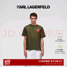 Karl Lagerfeld卡爾拉格斐輕奢老佛爺男裝夏歐洲款 圓領(lǐng)圖案印花短袖T恤 綠色 M 曬單實(shí)拍圖