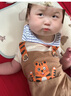 巴厘小豬男女寶寶背帶褲連體衣夏季薄款假兩件新生兒爬服夏裝嬰兒超萌衣服 奶白 73cm 曬單實(shí)拍圖