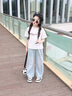 迪士尼女童闊腿牛仔褲夏季薄款2025新款夏裝大童褲子兒童防蚊褲9-14歲 7220藍色【夏季薄款】 150 cm 曬單實(shí)拍圖