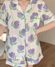 古今（GUJIN）春夏上新【100%純棉】睡衣女棉紗家居服可外穿睡褲清新大碼套裝XL 曬單實拍圖