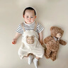 G. DUCKKIDS嬰兒夏季外出服短袖連體衣可愛(ài)寶寶超萌衣服背帶假兩件小月齡哈衣條紋-假兩件80cm 曬單實(shí)拍圖