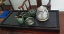 金鑲玉烏金石茶盤茶托 家用檀木喝茶泡茶帶排水功夫茶臺(tái)茶具托盤 觀山 曬單實(shí)拍圖