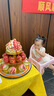 優(yōu)膳坊（YOUSHANFANG）壽桃饅頭送老人生日禮物中式蛋糕花餑餑長(zhǎng)輩80過壽賀70祝壽包花饃 三層福袋壽桃 (1大16小)1700g 曬單實(shí)拍圖