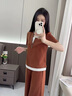 法貝莎品牌撞色拼接T恤套裝女2025年夏季簡(jiǎn)約大方都市休閑運(yùn)動(dòng)套裝 紅咖 M 曬單實(shí)拍圖