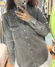 Levi's李維斯25年秋冬新款女士美式復(fù)古水洗做舊休閑牛仔襯衫外套 墨灰 S 曬單實(shí)拍圖