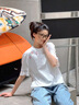 查爾斯桃心純棉短袖t恤印花唇印美式圓領夏季休閑百搭男女同款 黑色 L 曬單實拍圖