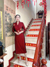 紫魅俏高端喜婆婆婚宴旗袍喜服結(jié)婚高貴刺繡媽媽婚禮敬酒禮服連衣裙女裝 酒紅色【七分袖】 2XL (建議125-135斤) 曬單實(shí)拍圖