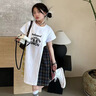 G.DUCKKIDS短款wz新款女童夏季短袖連衣裙中大童寬松韓版潮流公主裙字母潮 白色 120 cm 曬單實(shí)拍圖