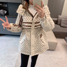 鴨鴨中長(zhǎng)款羽絨服女士2025年冬季新款潮流撞色連帽收腰顯瘦派克服外套 粉色 M 曬單實(shí)拍圖