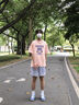 WHIM NASA短袖T恤男女夏季新款韓版潮流情侶圓領(lǐng)休閑青少年百搭寬松體恤衫 晴空粉 L 曬單實(shí)拍圖