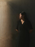 尚都比拉夏季優(yōu)雅氣質(zhì)女神范V領(lǐng)腰帶收腰顯瘦連衣裙女中長裙 黑色 XL 曬單實拍圖