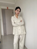 貝妍情侶睡衣女春秋季新款長(cháng)袖柔軟莫代爾棉家居服男大碼翻領(lǐng)開(kāi)衫套裝 C20810女裝 L 曬單實(shí)拍圖