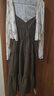 自巧小個(gè)子復古V領(lǐng)吊帶設計感連衣裙女2024春季新款收腰A字中長(cháng)裙 深可可 S (3碼) 曬單實(shí)拍圖