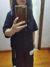 日著原創(chuàng)白色蕩領(lǐng)短袖襯衫2025夏新款海浪紋寬松偏門襟小眾襯衣女 靜夜黑 S 曬單實(shí)拍圖