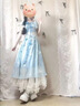 蕓蕁裙子女夏季2025新款蕓蕁法式套裝藍(lán)色長款絕美碎花連衣裙夏季新款 連衣裙+半身裙+三角巾腰帶(三件 XL 曬單實(shí)拍圖
