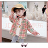 女童襯衣長(cháng)袖洋氣小童寶寶格子襯衫兒童開(kāi)衫外套長(cháng)袖春秋春秋春秋裝新款男女裝 粉色格子 90 建議身高80厘米左右 曬單實(shí)拍圖