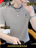 JASONWOOD高端品牌男裝短袖t恤男2026夏季新款圓領(lǐng)條紋休閑韓版男士上衣服 高檔卡灰色【現貨速達】 XL 【建議120-135斤】 曬單實(shí)拍圖