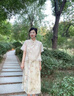 薩拉維夫（SLLAVIF）品牌國風(fēng)套裝女2025新款夏季改良新中式碎花上衣半身裙子兩件套裝 杏底橘花  雪紡衫 S 曬單實(shí)拍圖
