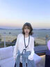 樂卡利襯衫女長袖藍色格子polo領韓版復古防曬外套寬松襯衣慵懶開衫上衣 韓系藍格紋字母襯衫 L 110斤以內 曬單實拍圖