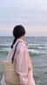 妙奕嘉防曬襯衫女士襯衫新款洋氣2025防曬衣女襯衣條紋休閑粉色襯衫夏季 桃粉條紋防曬襯衫 M 曬單實(shí)拍圖