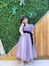 乖奇奇（ALERTCHYCHY）公主裙女童高端禮服生日宴花童婚禮紗裙兒童主持人鋼琴演奏演出服 紫色短袖長(zhǎng)款 130 曬單實(shí)拍圖