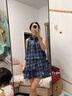妙奕嘉藍色掛脖連衣裙裙子女夏季新款小個子顯瘦純欲無袖甜酷高級襯衫裙 藍色格子無袖荷葉邊連衣裙 M 【建議105斤以內(nèi)】 曬單實拍圖