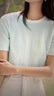 對白微皺肌理感撞色正肩短袖t恤女2026夏季新款圓領(lǐng)寬松顯瘦上衣 淺冰藍 M 曬單實(shí)拍圖