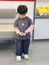 齊齊熊【7A抗菌小魔怪】男童t恤長袖春秋款寶寶假兩件純棉兒童女童 迷霧灰 100 曬單實(shí)拍圖