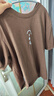 羅蒙（ROMON）美式復(fù)古短袖男夏季重磅竹節(jié)棉t恤設(shè)計感百搭寬松體恤刺繡上衣潮 卡其色 重磅230克 XL 140-160斤 曬單實拍圖