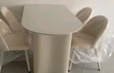 左客左家（ZUOKEZUOJIA）巖板半圓島臺餐桌一體家用小戶型現(xiàn)代簡約輕奢法式奶油風(fēng)餐桌椅 巖板餐桌1.4米+4把皮革椅 曬單實拍圖