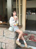 啄木鳥(niǎo)坡跟高跟仙女風(fēng)坡跟草編蝴蝶結露趾涼鞋女夏季高跟涼拖 白色 36 曬單實(shí)拍圖