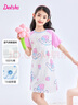 笛莎（DEESHA）【7A抑菌純棉】女童輕薄透氣網(wǎng)眼睡裙插肩袖夏全棉短袖居家連衣裙 曬單實(shí)拍圖