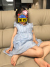 ASK JUNIOR兒童連衣裙2025夏女童飛飛袖荷葉邊天絲肌理感公主裙 藍(lán)色 110 曬單實(shí)拍圖