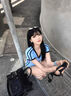 佐敘美式插肩袖短袖t恤女夏季新款球衣辣妹修身V領(lǐng)正肩短袖T恤上衣女 藍色 M (90-105斤） 曬單實拍圖