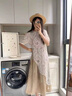 羅蒙（ROMON）夏季搭配套裝女時尚胖mm韓系減齡感鏤空罩衫疊穿吊帶連衣裙 兩件套裝 L (建議100-120斤) 曬單實拍圖