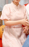 尚都比拉新中式國風(fēng)盤扣旗袍改良版連衣裙夏季新款刺繡中長裙 粉色 S 曬單實拍圖