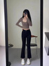 TKSY黑色高腰微喇叭牛仔褲女2025春夏薄款分寬松梨形身材顯瘦長(zhǎng)褲 黑色長(zhǎng)褲(加絨款) 26 曬單實(shí)拍圖