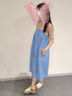 朵朵·可可25夏季新款純棉簡(jiǎn)約寬松大碼吊帶長(cháng)睡裙可外穿家居服 淺藍 M (160) 曬單實(shí)拍圖