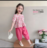 圣閑女童夏季2024新款洋氣時(shí)髦小女孩寶寶兒童方領(lǐng)碎花套裝中小童 1037碎花套裝-紅色 100 碼 曬單實(shí)拍圖