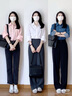 京東京造西裝褲女夏季新款顯瘦休閑褲顯瘦闊腿西褲四面彈 黑色 L 曬單實(shí)拍圖