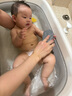 翰元嬰兒洗澡海綿撲寶寶搓澡幼兒童洗澡神器專用海綿下灰沐浴用品 高級灰1個裝-送掛繩 曬單實拍圖