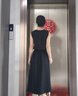 ELLE黑色釘鉆高級感連衣裙女2025夏季新款無袖圓領(lǐng)氣質(zhì)優(yōu)雅背心裙 黑色 S 曬單實(shí)拍圖
