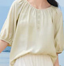 香影中袖襯衫女圓領(lǐng)2025夏裝新款慵懶泡泡袖氣質(zhì)淑女寬松藍色上衣 淺綠 S 155/80A/85-95斤 曬單實(shí)拍圖