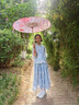女童新中式國風(fēng)套裝夏季2025新款兒童洋氣時(shí)髦夏裝女孩漢服大童裝 藍(lán)色【上衣+褲子】 150 曬單實(shí)拍圖